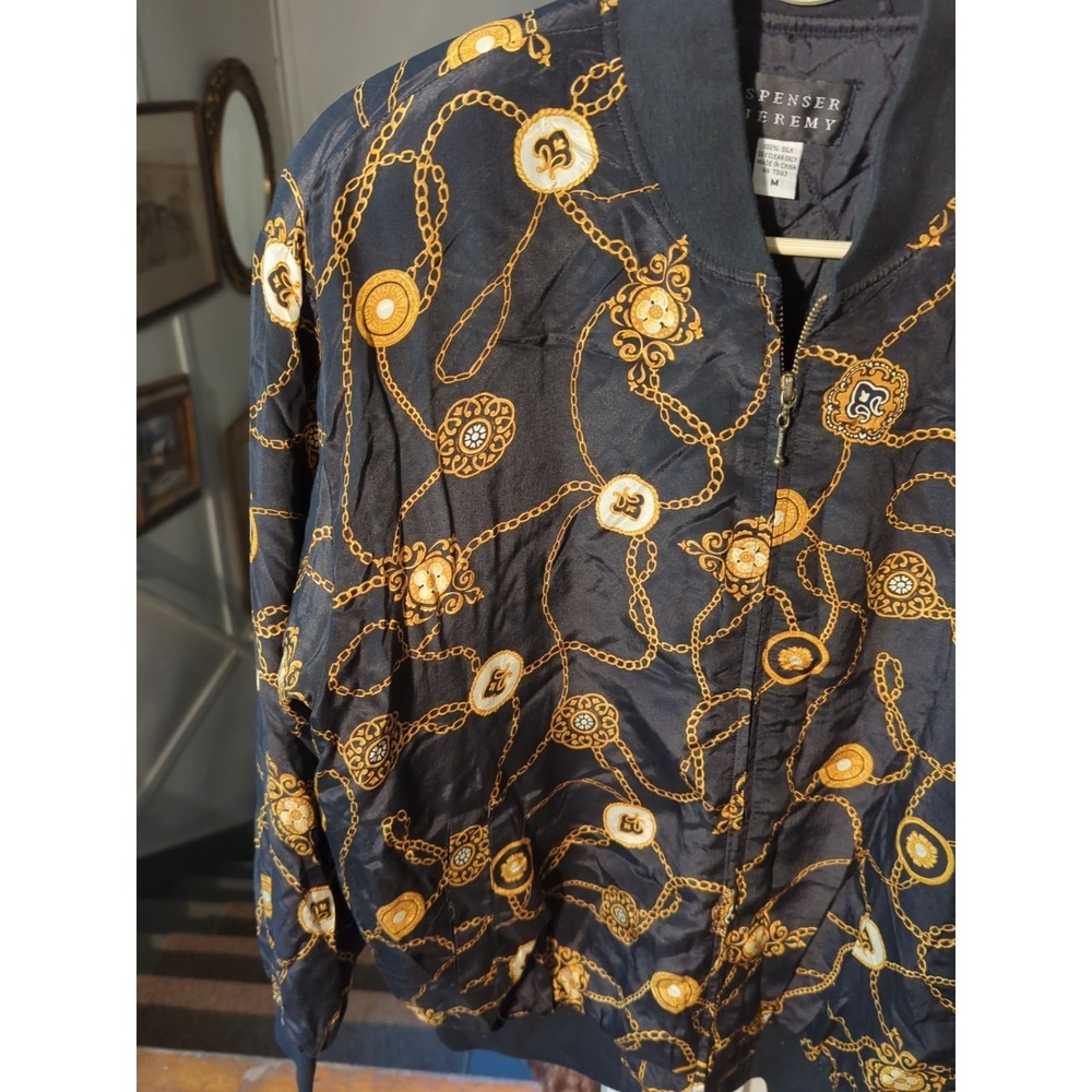 Vintage Spenser Jeremy 100% Silk Bomber Jacket Women's M Size Medium - Picture 3 of 10